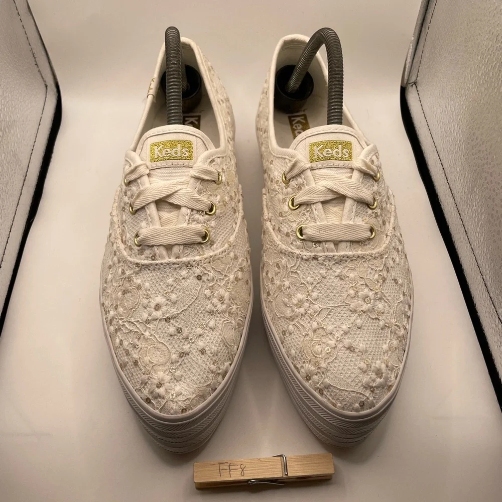 Keds Triple Decker crochet Elegant White Lace Women's Sneakers size 10